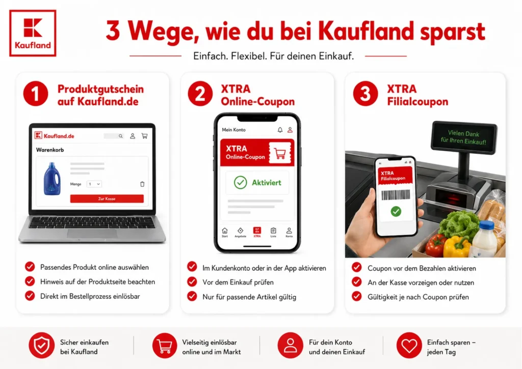Vergleich der Kaufland Gutscheinarten für Online-Marktplatz und Filiale