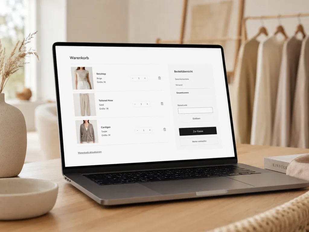 rabattcode-feld im checkout eines damenmode-onlineshops