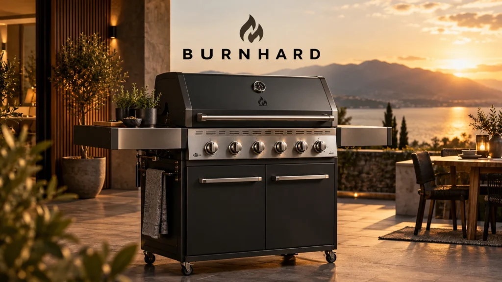 BURNHARD Gasgrill in moderner Outdoor-Küche für hochwertiges Grillen