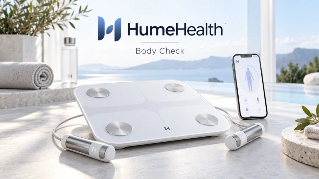 HumeHealth Body Check Körperanalysewaage mit Handgriffen und App
